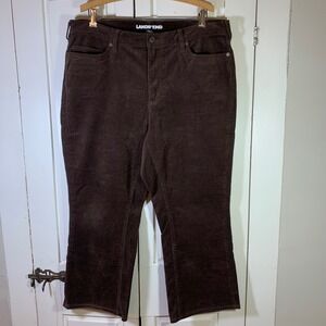 Lands End Womens 16W Brown Corduroy Flare Leg Pants Mid Rise Stretch 548663